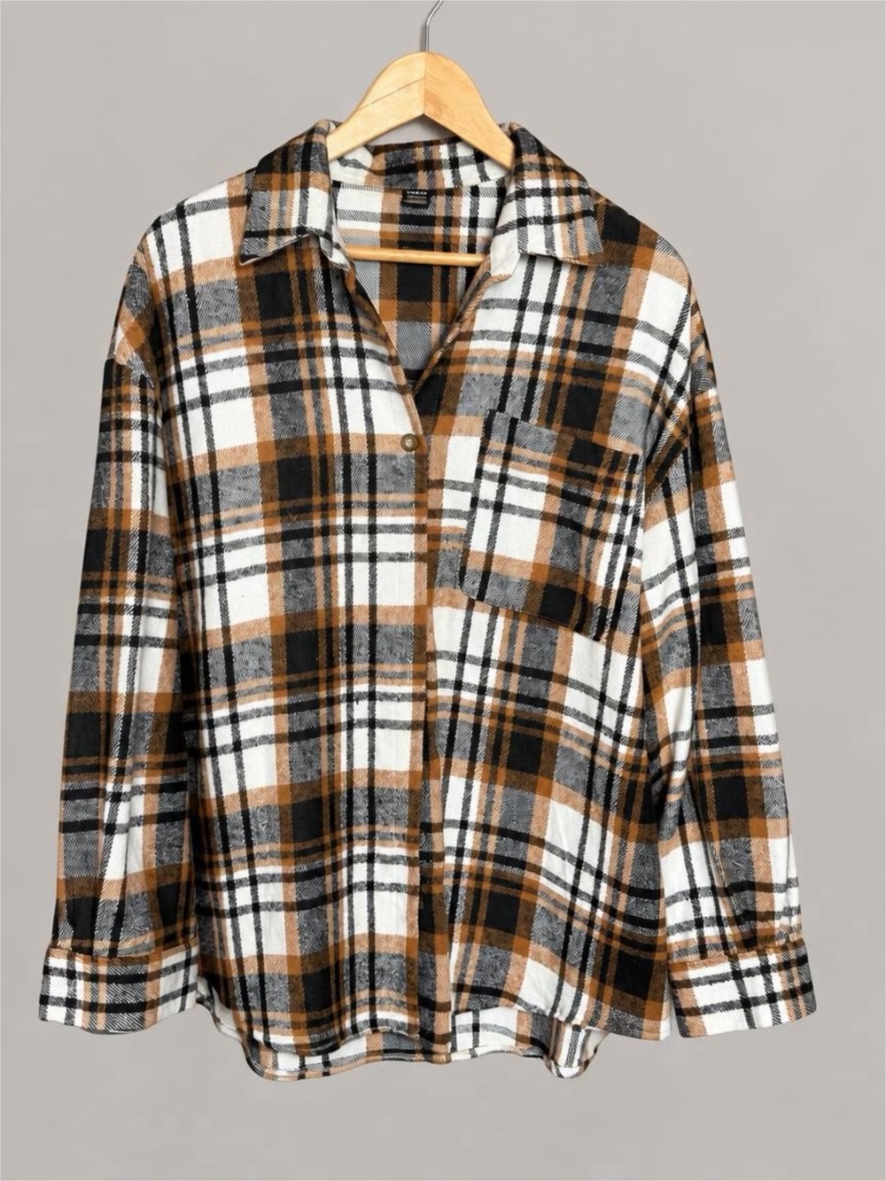 SHEIN Plaid Button-Front Kids Shirt - Brown/Black/White